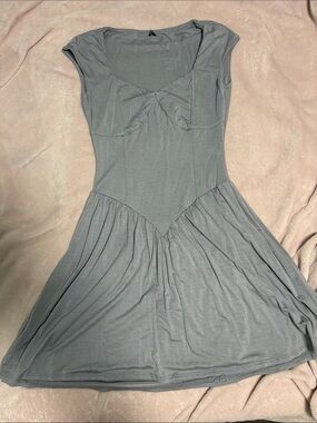 Windsor Slate Gray Cap-Sleeve Fit & Flare Mini Dress